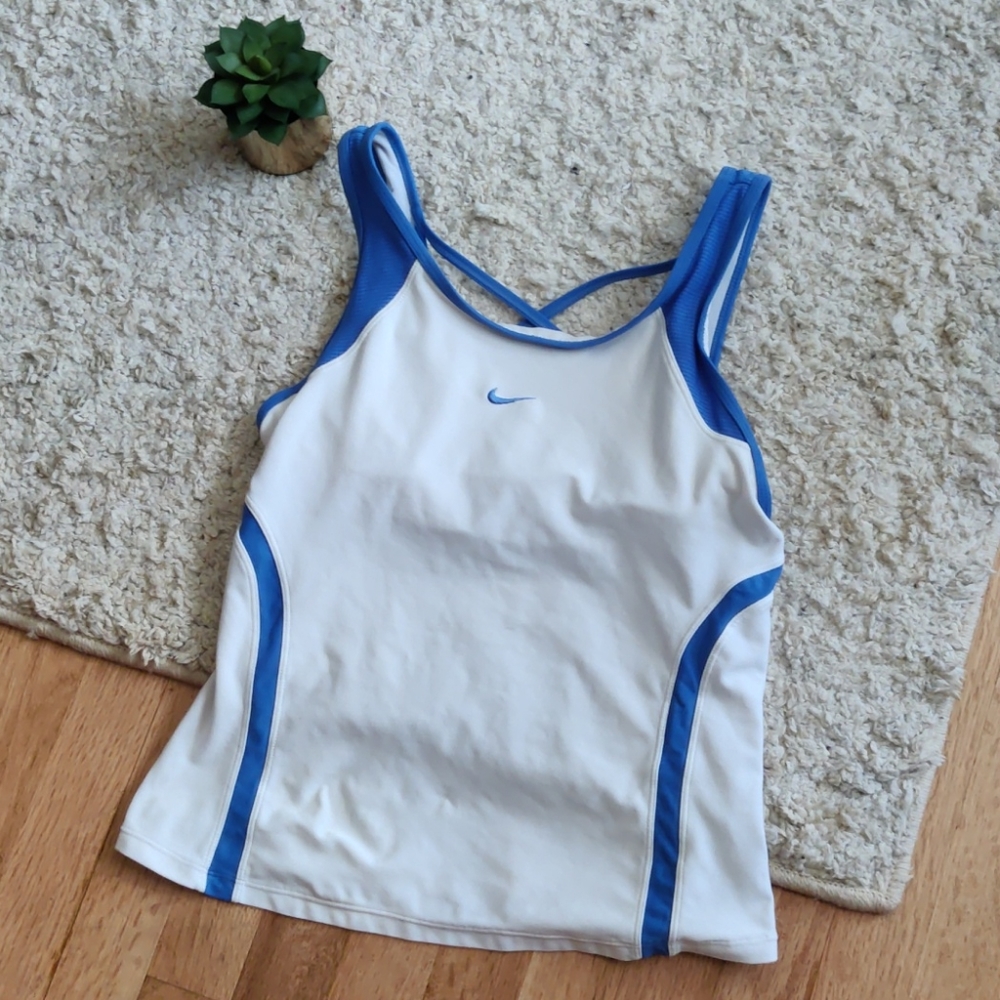 Nike Dri-fit blue and White Tank